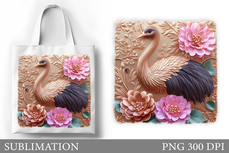 Ostrich Tote Bag Design. Cute Ostrich Sublimation