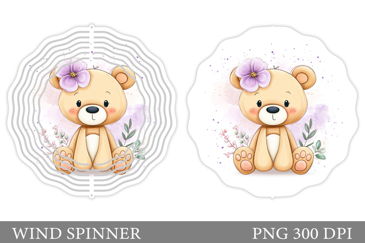 Cute Bear Wind Spinner. Bear Flowers Wind Spinner Design