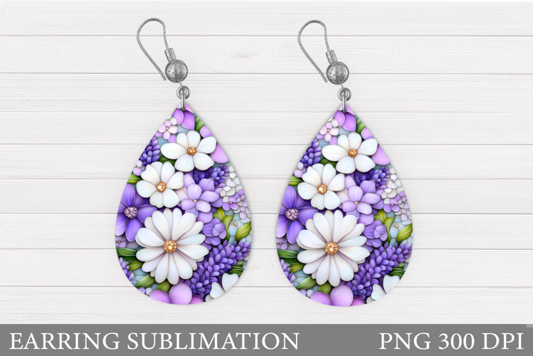 Flowers Earring Design. Floral Earring Sublimation