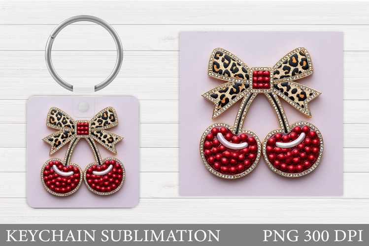 Cherry Keychain Design. Valentine Keychain Sublimation