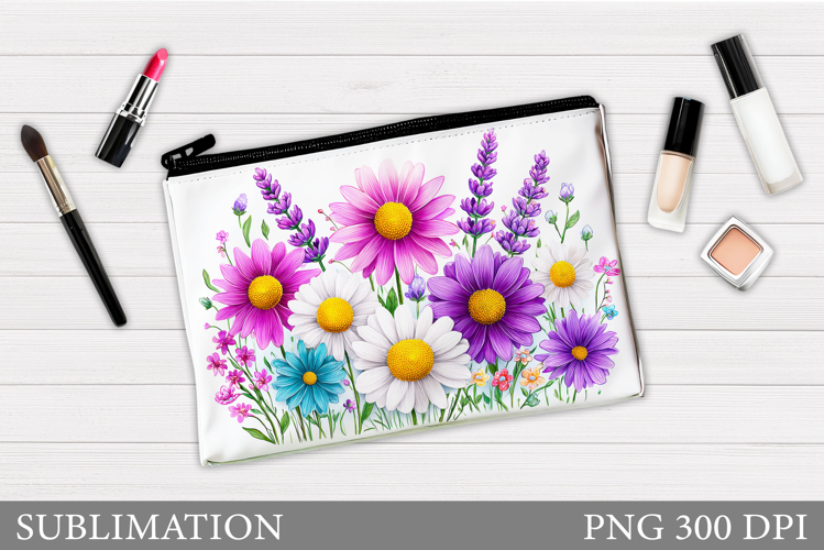 Wildflowers Makeup Bag. Flowers Makeup Pouch Sublimation