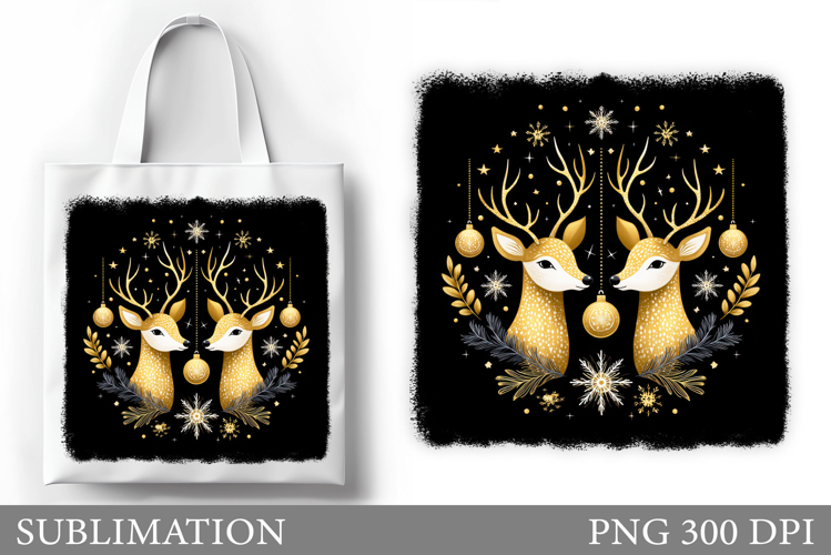 Christmas Deer Tote Bag. Christmas Tote Bag Sublimation