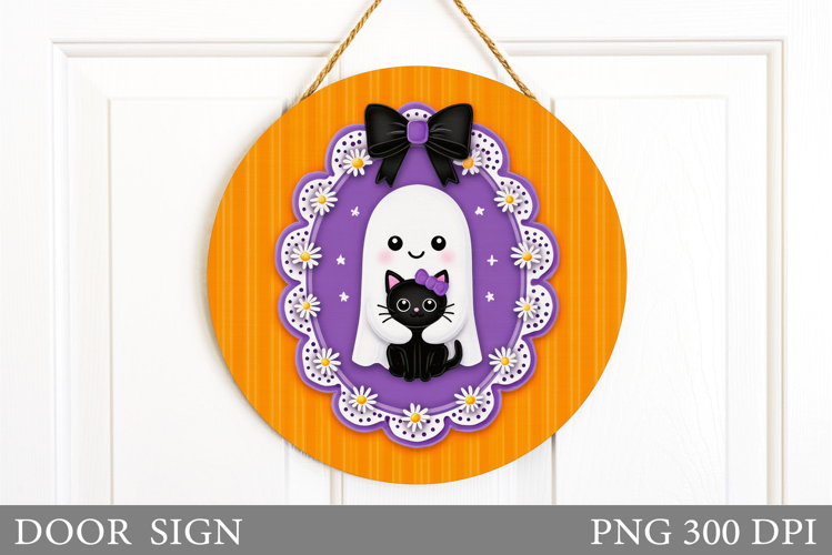 Ghost Door Sign Design. Halloween Door Sign Sublimation