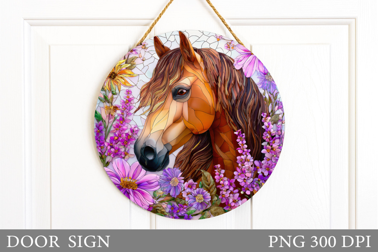 Horse Door Sign Sublimation. Horse Flowers Door Sign Design