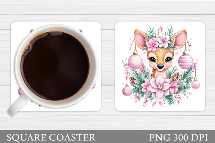 Christmas Deer Coaster Design. Christmas Coaster Sublimation
