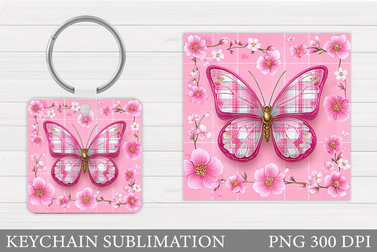 Butterfly Keychain Design. Butterfly Flowers Keychain example image 1