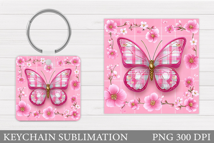 Butterfly Keychain Design. Butterfly Flowers Keychain