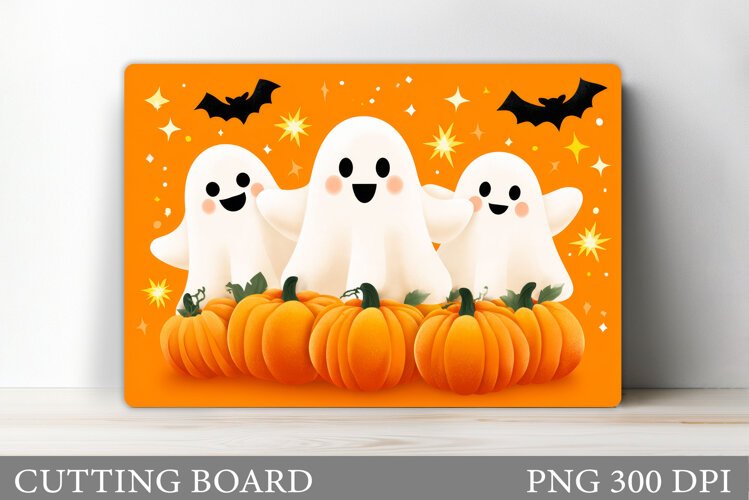 Cute Ghost Cutting Board Design. Halloween Cutting Board example image 1