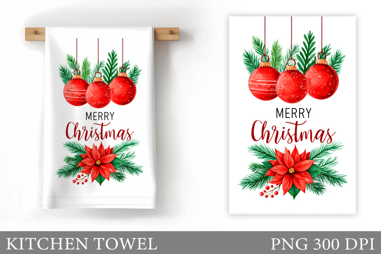Christmas Kitchen Towel Design. Merry Christmas Sublimation