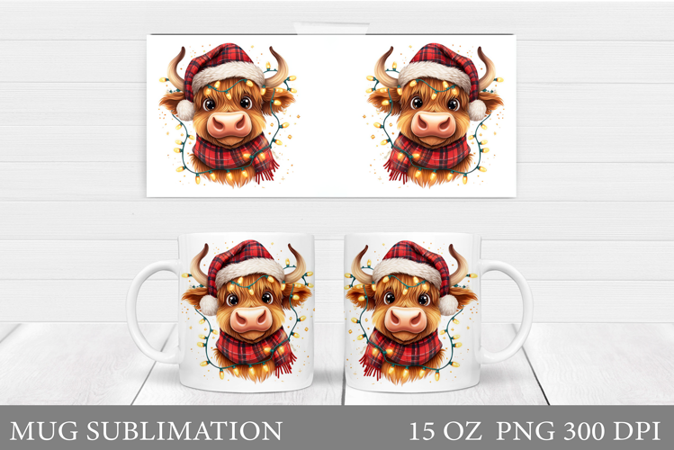Christmas Cow Mug Design. Christmas Mug Sublimation