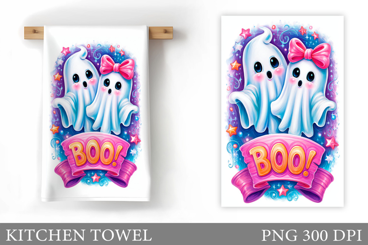 Cute Ghost Kitchen Towel. Cute Halloween Kitchen Towel