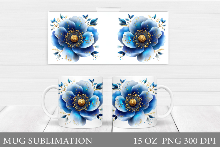 Flower Mug Sublimation. Floral Mug Wrap Design