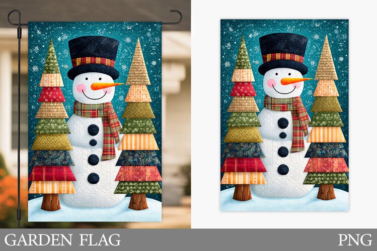 Snowman Garden Flag. Christmas Garden Flag Design example image 1