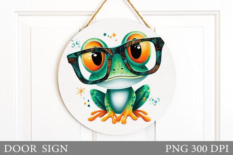 Cute Frog Door Sign Design. Frog Sublimation example image 1
