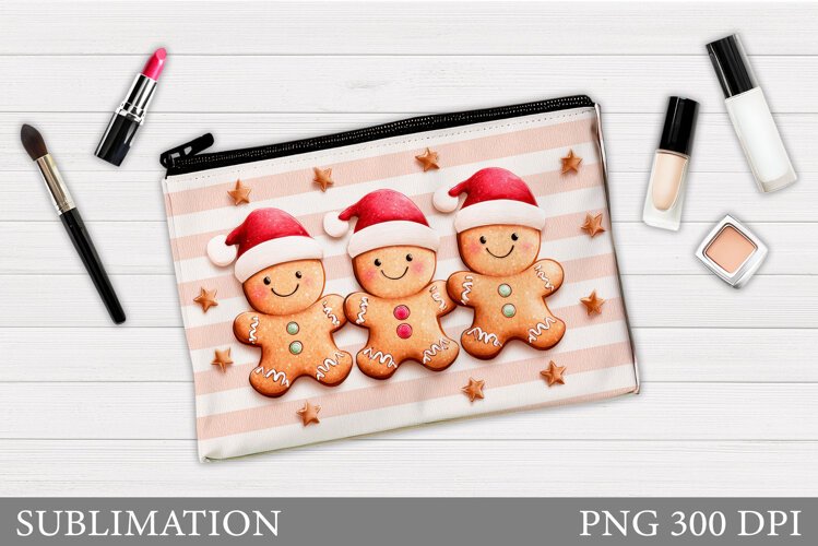 Gingerbread Cosmetics Bag. Christmas Makeup Bag Sublimation example image 1