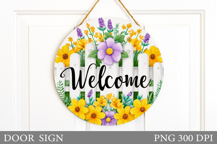 Flowers Door Sign Design. Floral Door Sign Sublimation