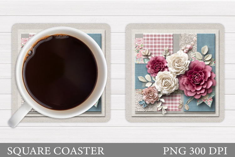 Flowers Coaster Sublimation. Floral Coaster Design