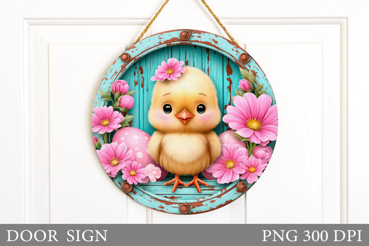 Cute Chick Door Sign Sublimation. Easter Door Sign Design