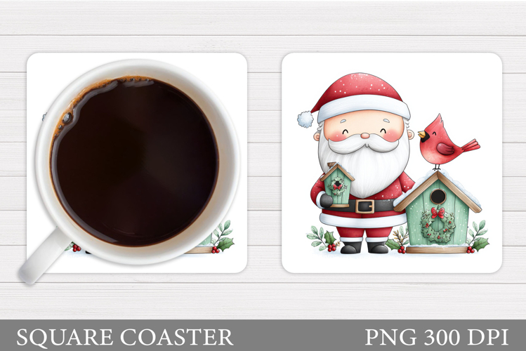 Cute Santa Coaster Sublimation. Santa Claus Coaster Design