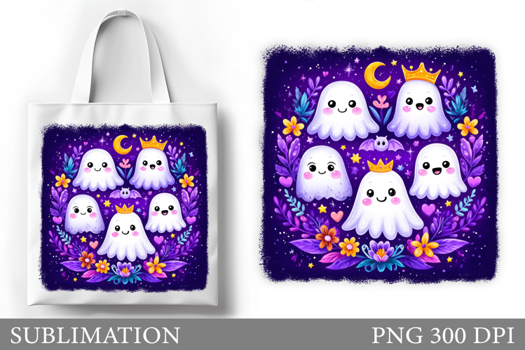 Ghost Tote Bag Sublimation. Halloween Tote Bag Design