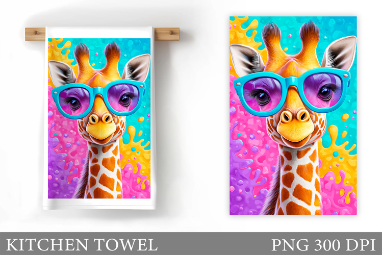 Cute Giraffe Kitchen Towel Design. Giraffe Sublimation