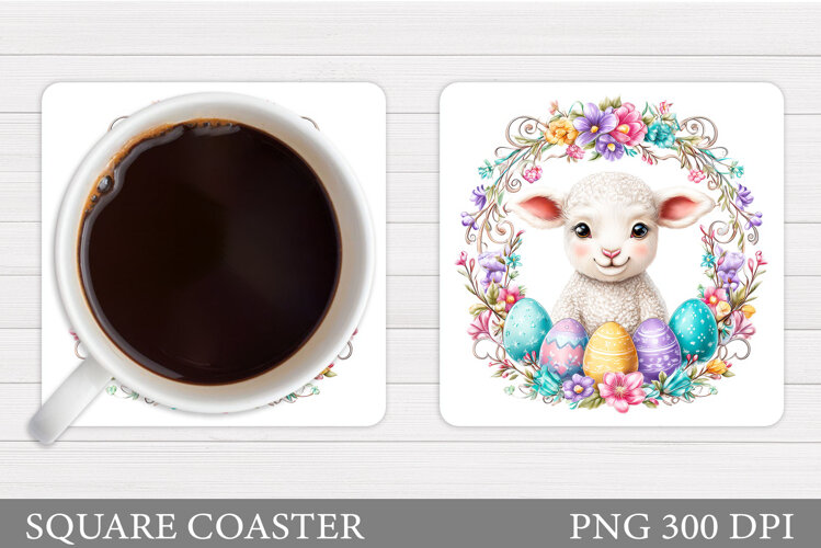 Easter Lamb Coaster Design. Easter Coaster Sublimation example image 1