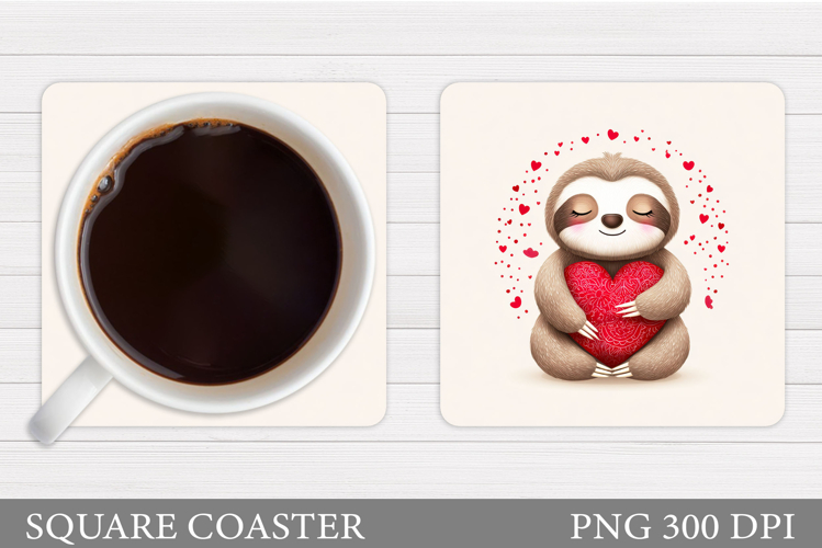 Valentines Sloth Coaster Design. Valentines Sloth Coaster