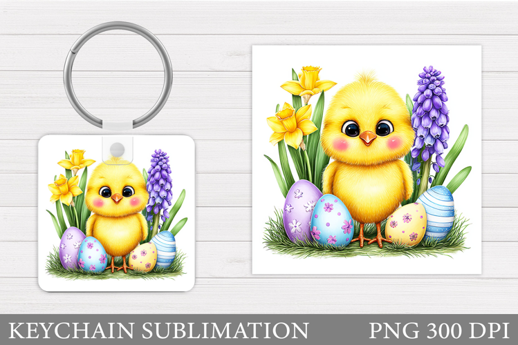 Easter Chick Keychain Sublimation. Easter Keychain Design