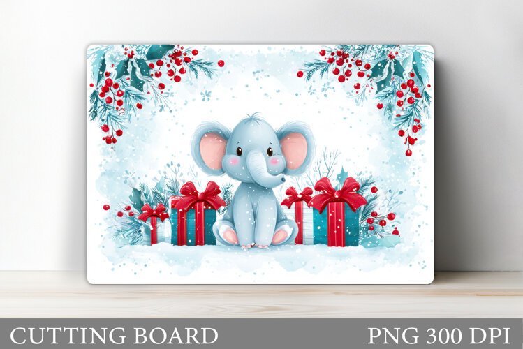 Christmas Elephant Cutting Board. Christmas Cutting Board example image 1