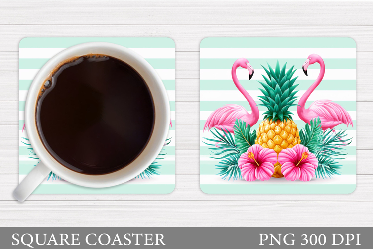 Flamingo Coaster Design. Summer Coaster Sublimation