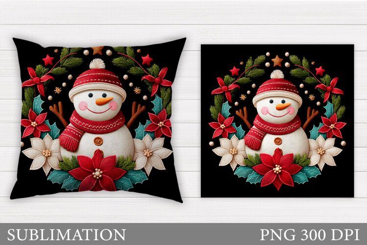 Cute Snowman Pillow Sublimation. Christmas Pillow Design example image 1