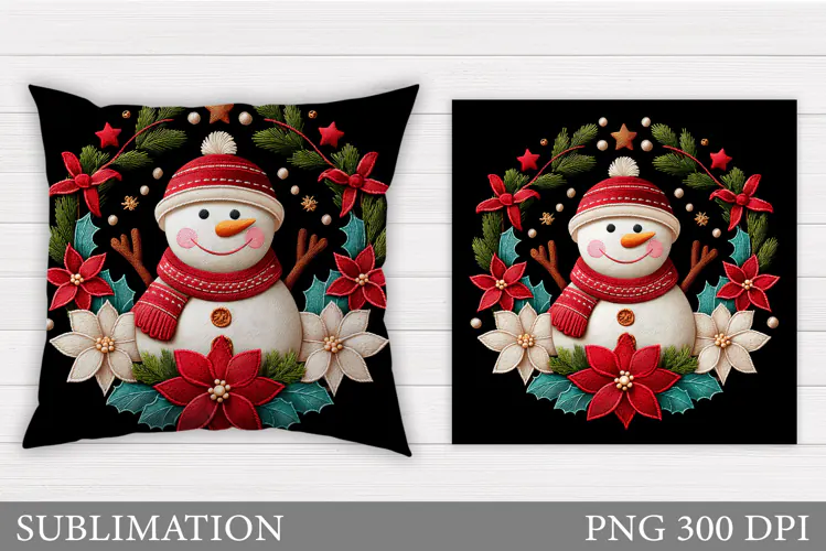 Cute Snowman Pillow Sublimation. Christmas Pillow Design