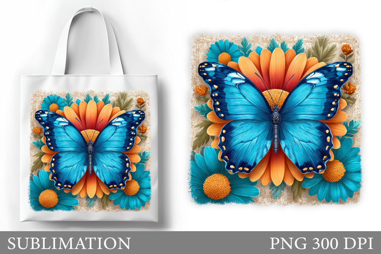 Butterfly Tote Bag Design. Flowers Tote Bag Sublimation