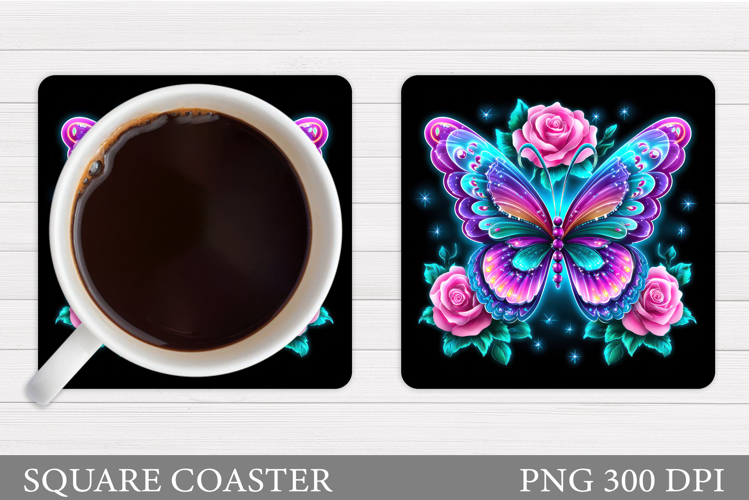 Butterfly Coaster Design. Butterfly Square Coaster