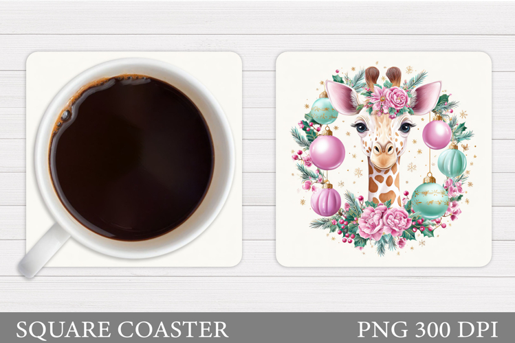 Christmas Giraffe Coaster. Christmas Coaster Sublimation