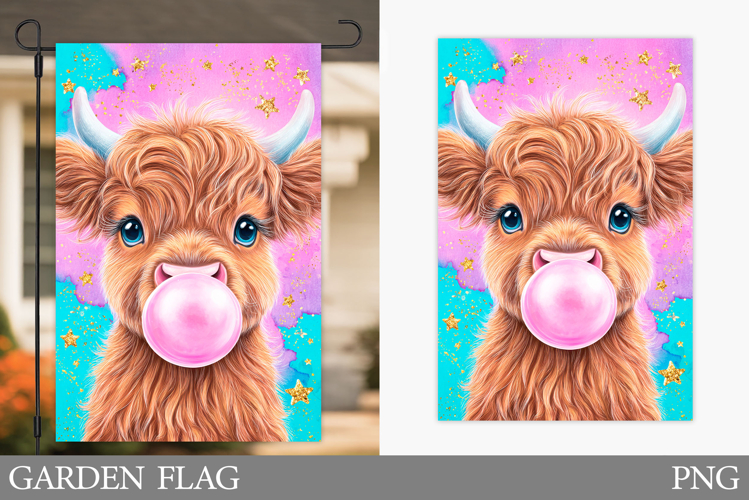 Cute Cow Garden Flag Design. Cute Cow Sublimation
