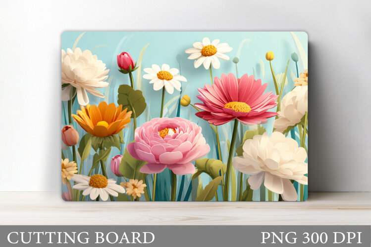 Wildflowers Cutting Board. Flowers Cutting Board Sublimation example image 1