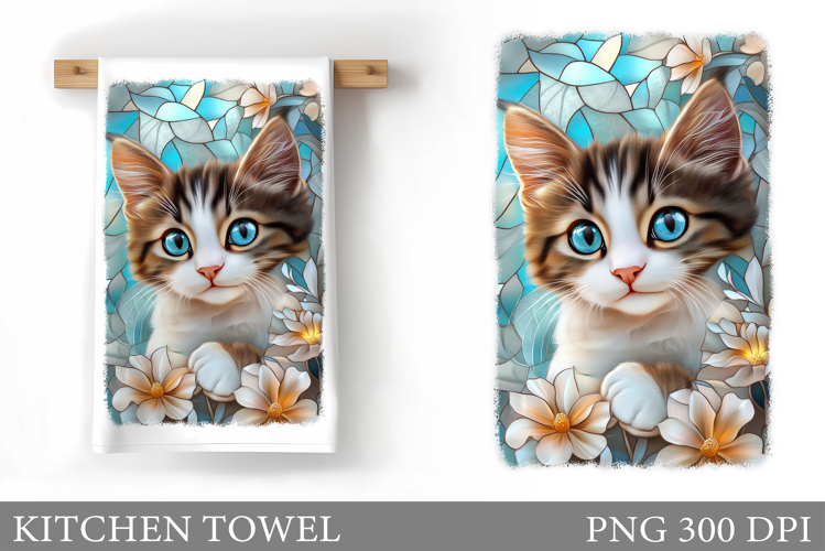 Cute Cat Kitchen Towel Design. Cute Cat Sublimation