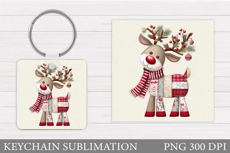 Christmas Deer Keychain. Christmas Keychain Sublimation