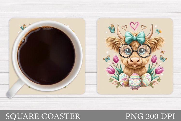 Easter Cow Coaster Design. Easter Cow Sublimation