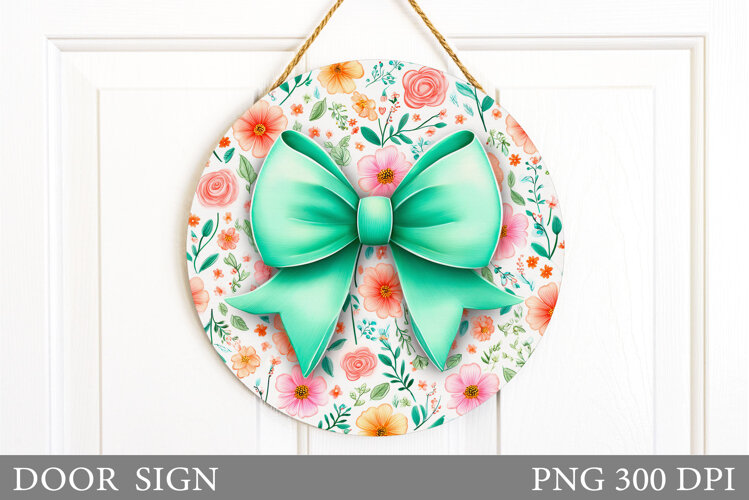 Bow Door Sign Design. Bow Round Sublimation example image 1