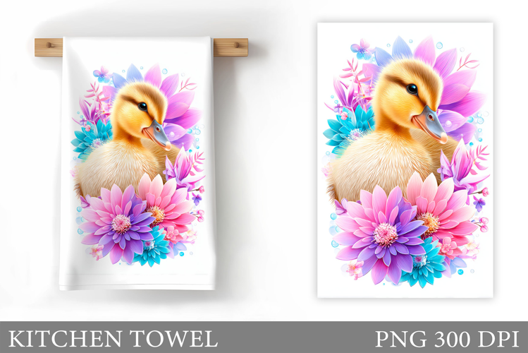 Cute Duck Kitchen Towel Design. Duck Flowers Kitchen Towel