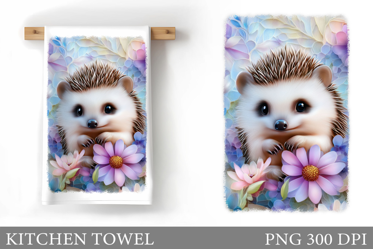 Cute Hedgehog Kitchen Towel. Cute Hedgehog Sublimation