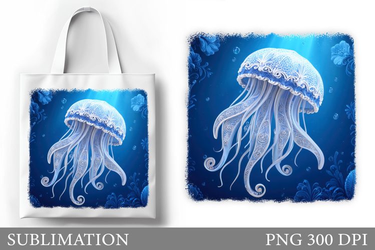 Jellyfish Sublimation. Jellyfish Tote Bag Sublimation