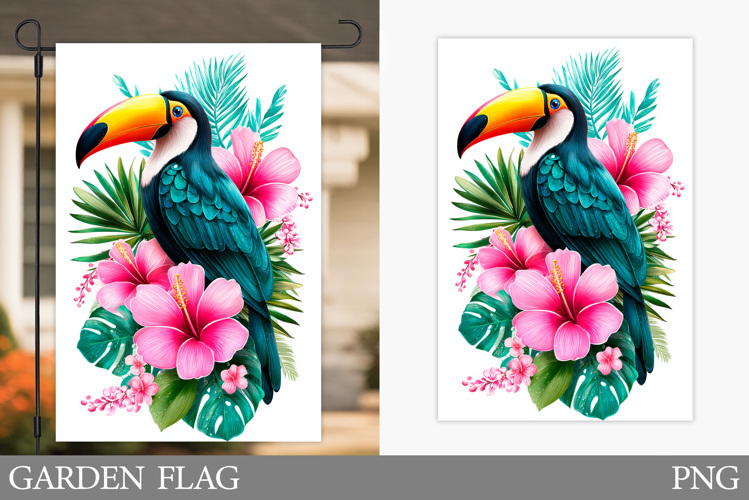 Toucan Garden Flag Design. Bird Garden Flag Sublimation