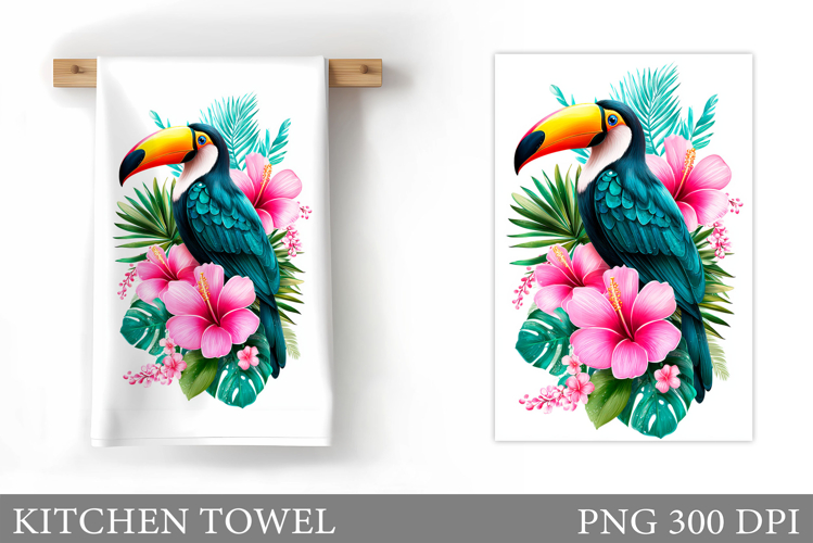 Toucan Kitchen Towel. Tropical Kitchen Towel Sublimation