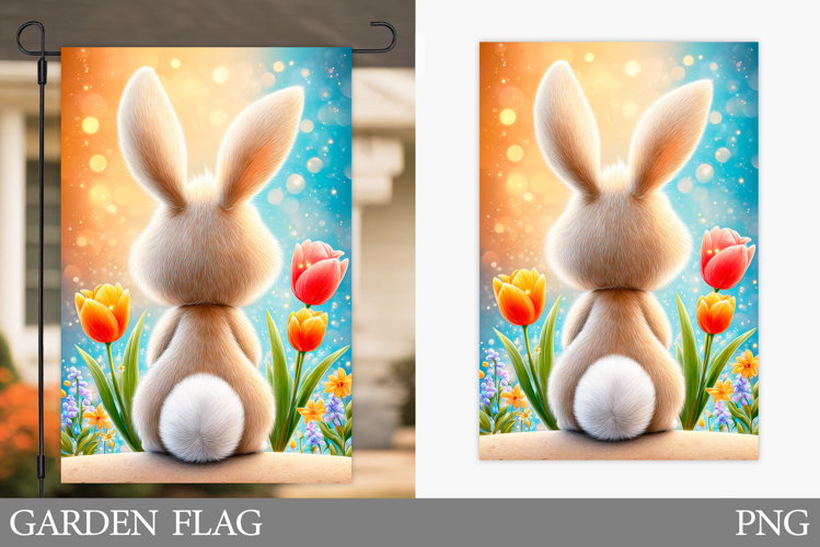 Cute Bunny Garden Flag. Summer Garden Flag Sublimation