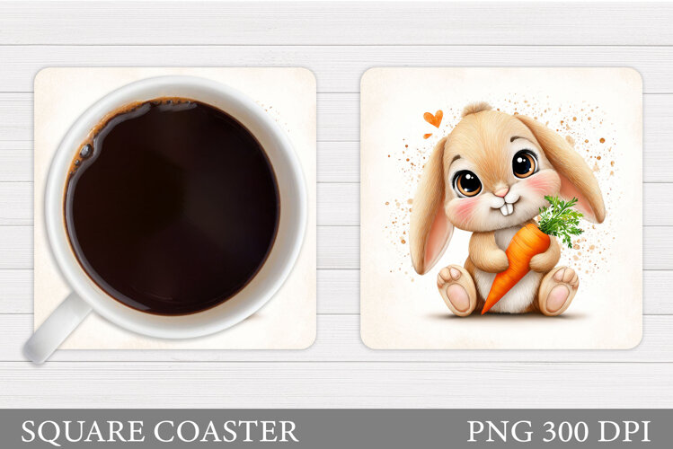 Cute Bunny Coaster Design. Cute Bunny Sublimation example image 1