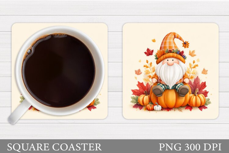 Fall Gnome Coaster Design. Fall Coaster Sublimation example image 1