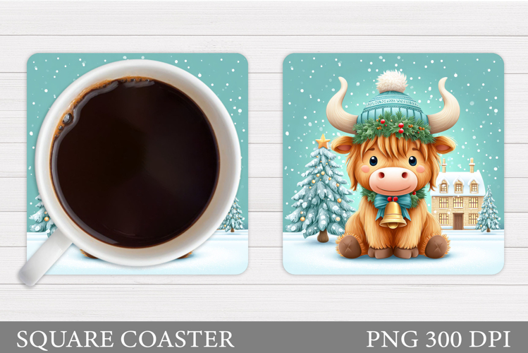 Christmas Cow Coaster. Christmas Cow Coaster Sublimation
